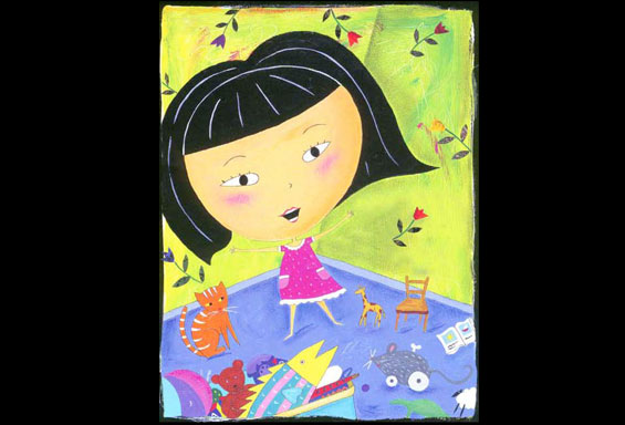 Girl in Playroom Illustration