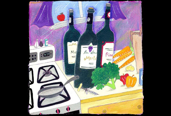 Cooking with Wine Illustration