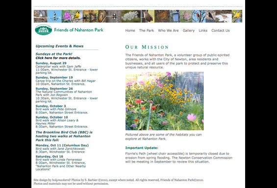 Nahanton Park Website Concept